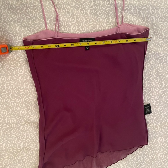 S bebe tiered ruffle chiffon spaghetti purple top - Picture 11 of 14